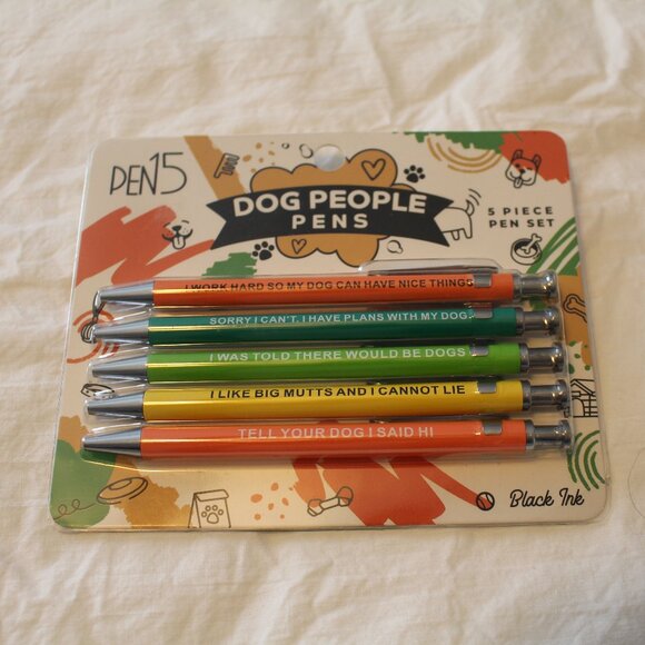 Funny Ink Pens - Dog People Pens by Pen15 - 5 Black Ink Pens - Picture 1 of 4
